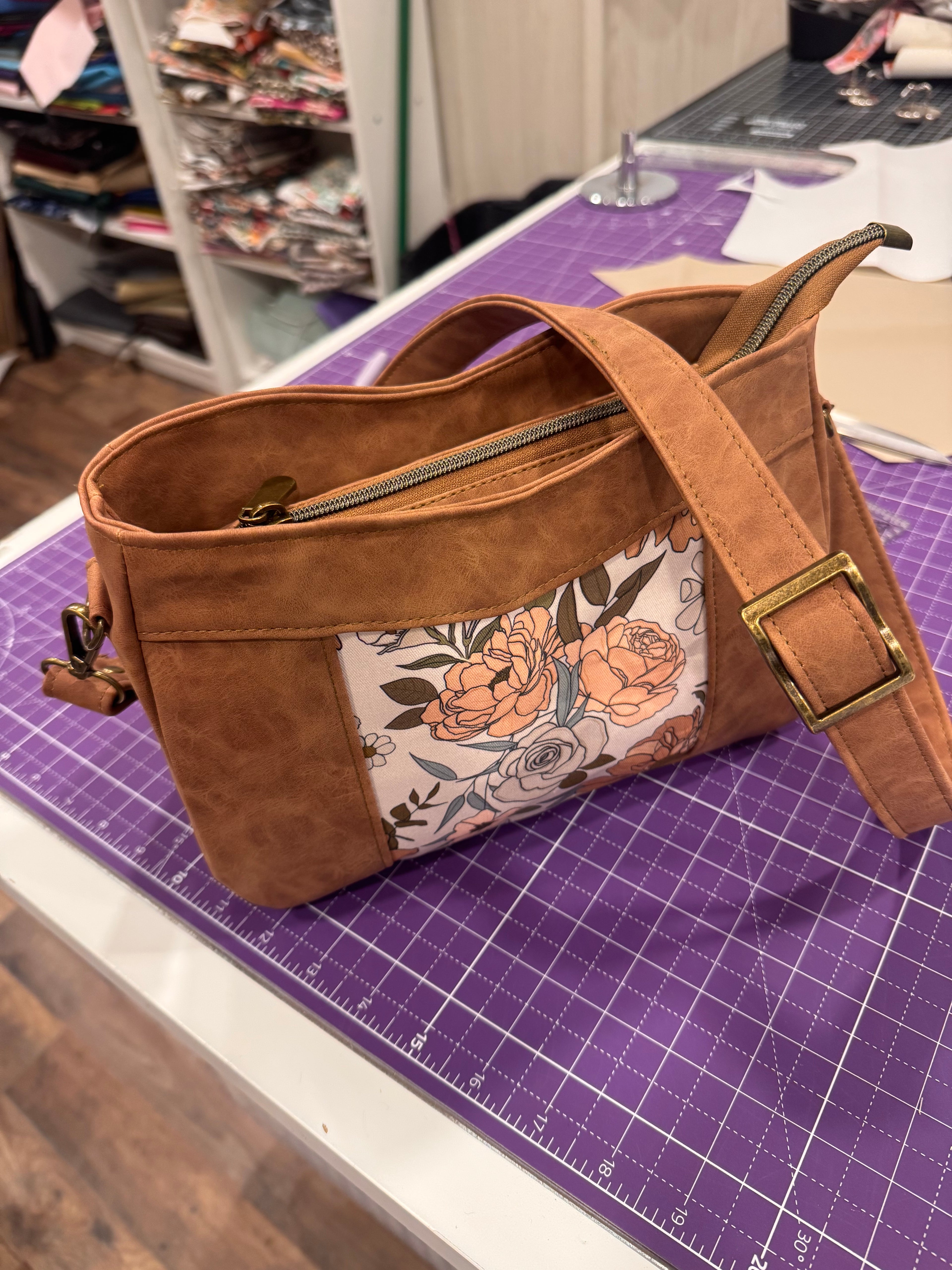 Eva Crossbody/Shoulder Bag in brown and floral