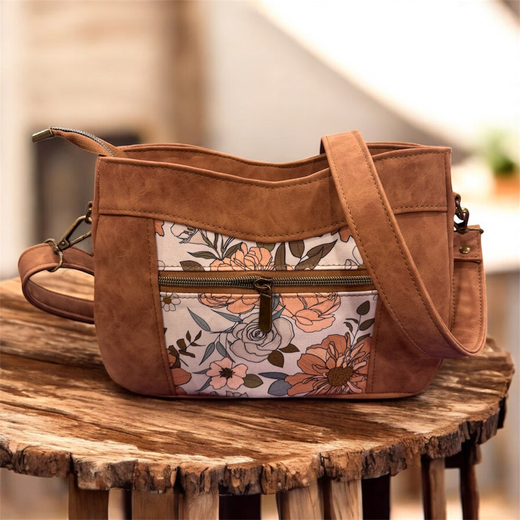Eva Crossbody/Shoulder Bag in brown and floral